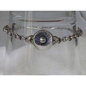 Sterling Evil Eye Bracelet Rolo Chain